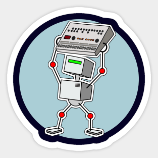 Robot Holding Drum Machine Blue Sticker